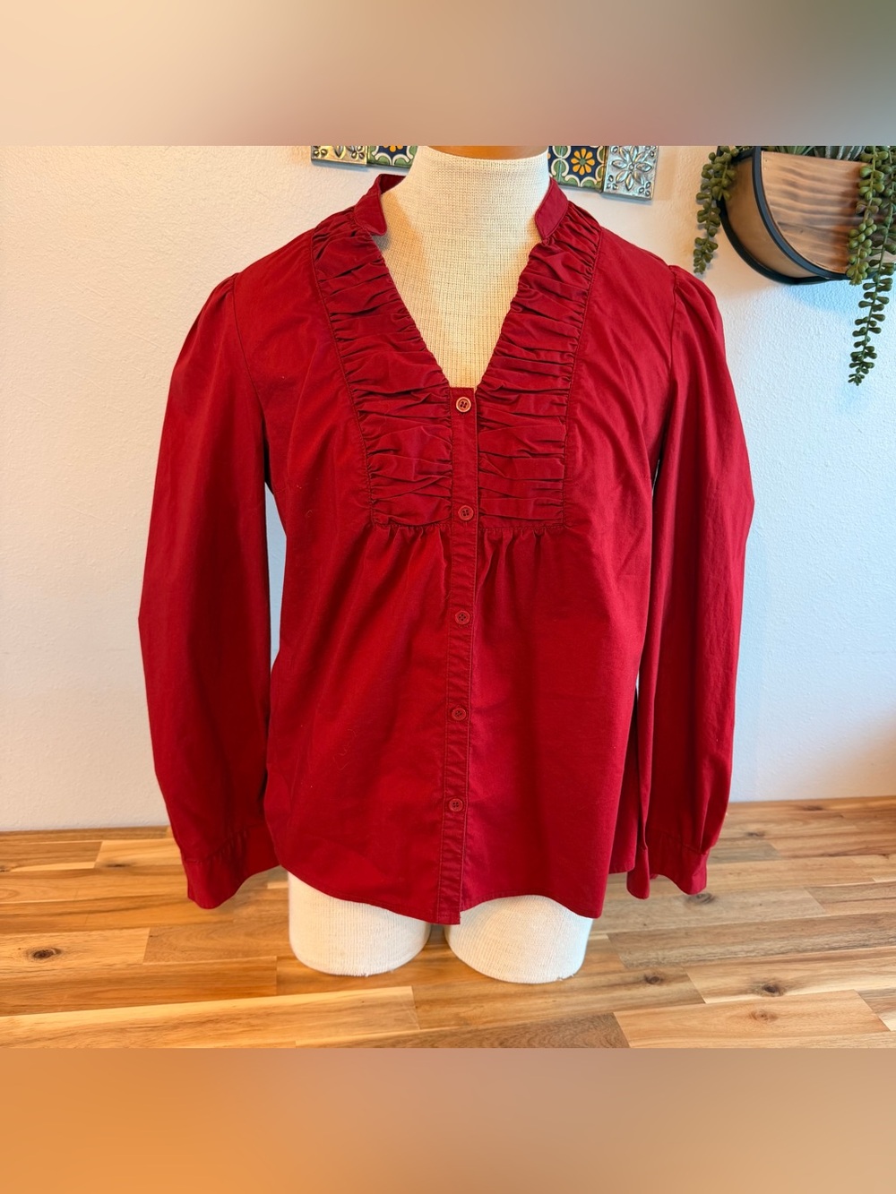 Vintage East 5th Crimson Ruffle Blouse  medium
